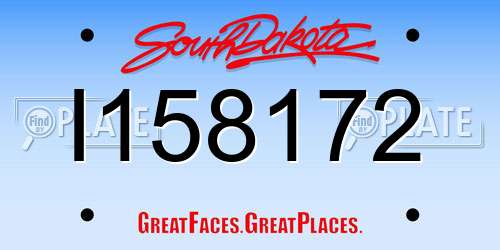 I158172 South Dakota License Plate