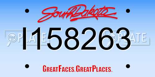 I158263 South Dakota License Plate