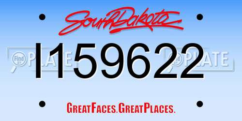I159622 South Dakota License Plate