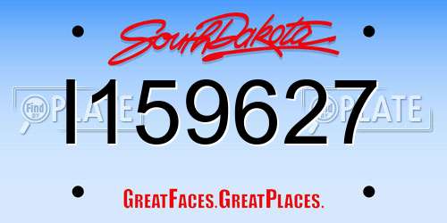 I159627 South Dakota License Plate