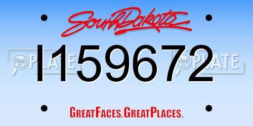 I159672 South Dakota License Plate