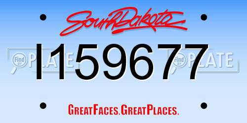 I159677 South Dakota License Plate