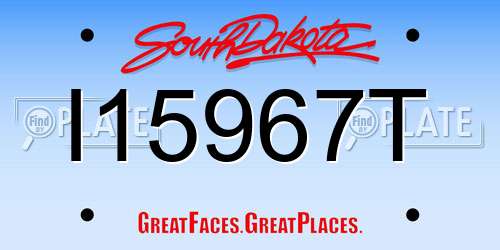 I15967T South Dakota License Plate