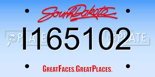 I165102 South Dakota License Plate