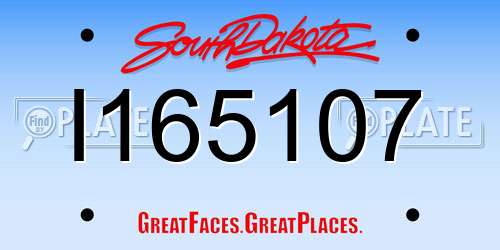 I165107 South Dakota License Plate