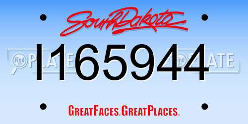 I165944 South Dakota License Plate