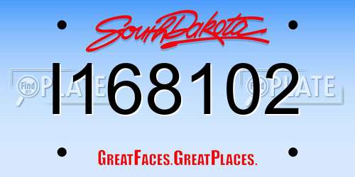 I168102 South Dakota License Plate