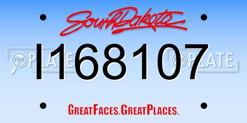 I168107 South Dakota License Plate