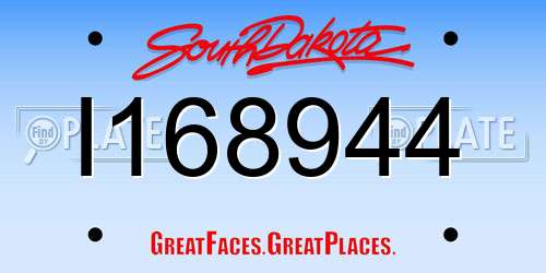 I168944 South Dakota License Plate