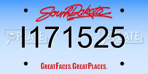 I171525 South Dakota License Plate