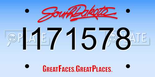 I171578 South Dakota License Plate