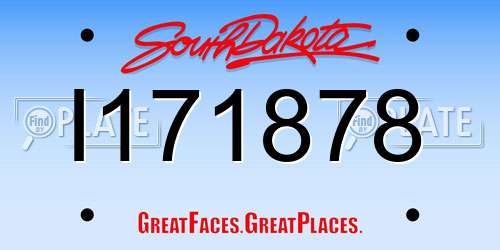I171878 South Dakota License Plate