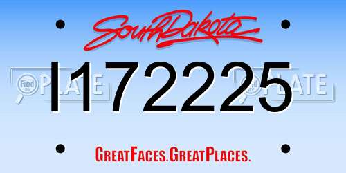 I172225 South Dakota License Plate