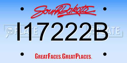 I17222B South Dakota License Plate
