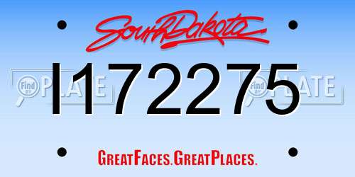 I172275 South Dakota License Plate