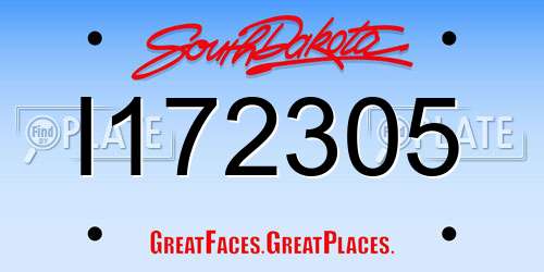 I172305 South Dakota License Plate