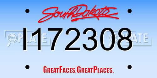 I172308 South Dakota License Plate