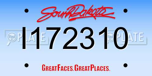 I172310 South Dakota License Plate