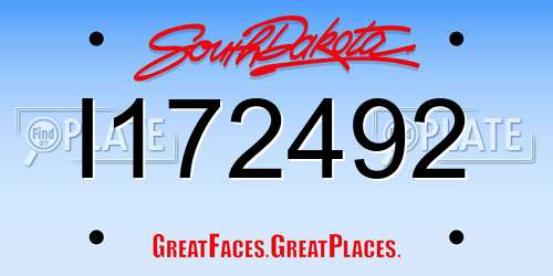 I172492 South Dakota License Plate