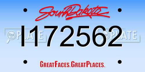I172562 South Dakota License Plate
