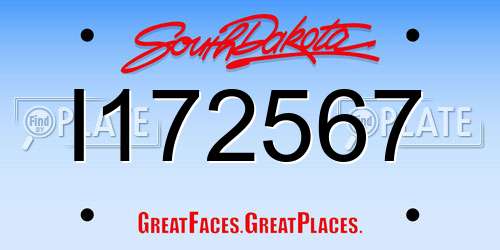 I172567 South Dakota License Plate