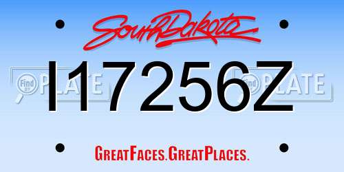 I17256Z South Dakota License Plate