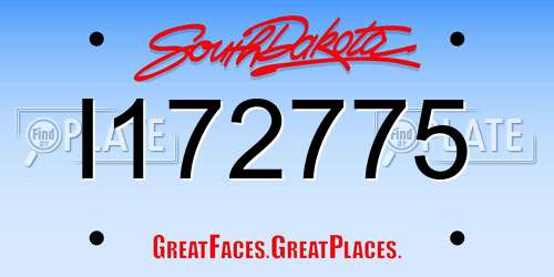I172775 South Dakota License Plate