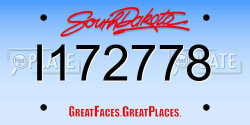 I172778 South Dakota License Plate