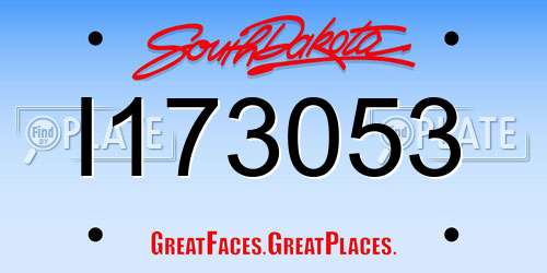 I173053 South Dakota License Plate