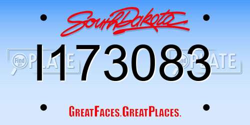 I173083 South Dakota License Plate