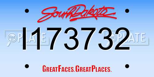 I173732 South Dakota License Plate