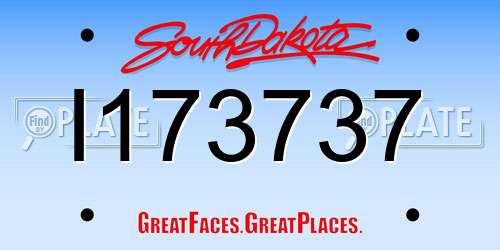 I173737 South Dakota License Plate