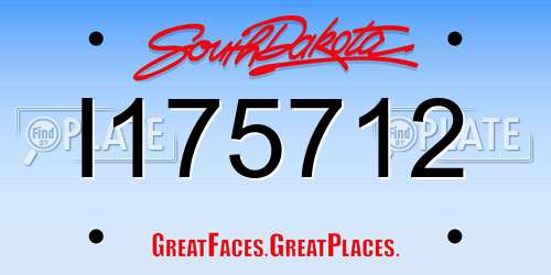 I175712 South Dakota License Plate