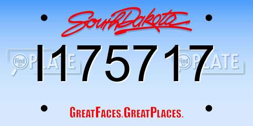 I175717 South Dakota License Plate