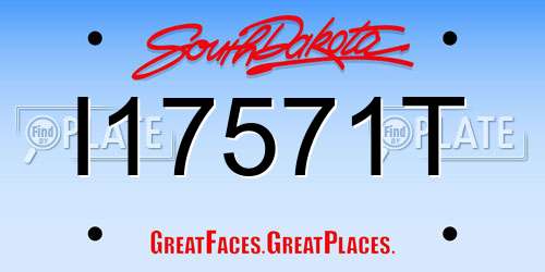 I17571T South Dakota License Plate