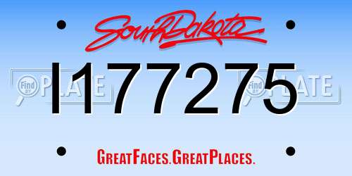 I177275 South Dakota License Plate