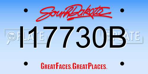 I17730B South Dakota License Plate