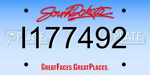 I177492 South Dakota License Plate