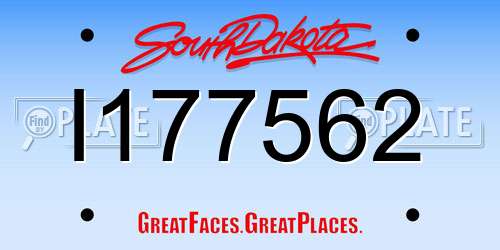 I177562 South Dakota License Plate