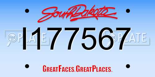 I177567 South Dakota License Plate
