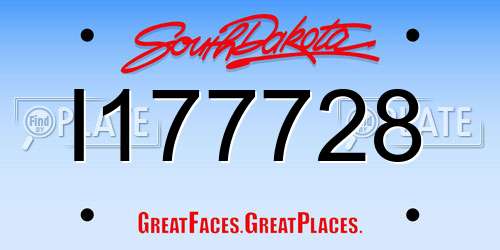 I177728 South Dakota License Plate