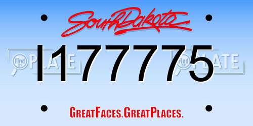 I177775 South Dakota License Plate