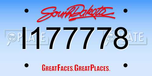 I177778 South Dakota License Plate