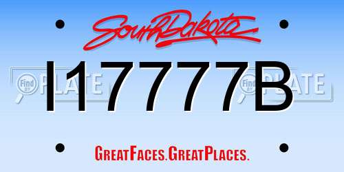 I17777B South Dakota License Plate