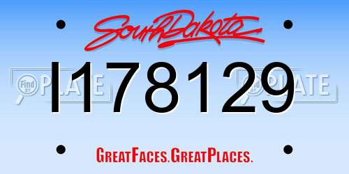 I178129 South Dakota License Plate