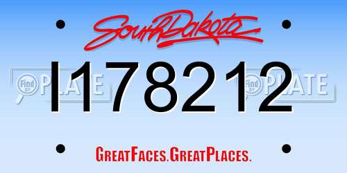 I178212 South Dakota License Plate