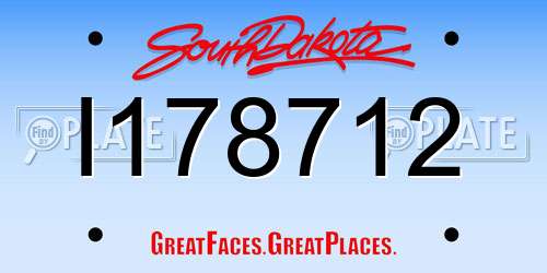 I178712 South Dakota License Plate