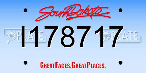 I178717 South Dakota License Plate
