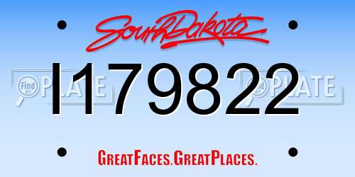 I179822 South Dakota License Plate