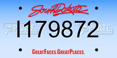 I179872 South Dakota License Plate